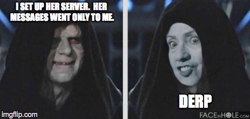 E-Mail | I SET UP HER SERVER.  HER MESSAGES WENT ONLY TO ME. DERP | image tagged in hillary,email | made w/ Imgflip meme maker