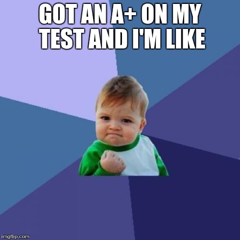 Success Kid Meme | GOT AN A+ ON MY TEST AND I'M LIKE | image tagged in memes,success kid | made w/ Imgflip meme maker