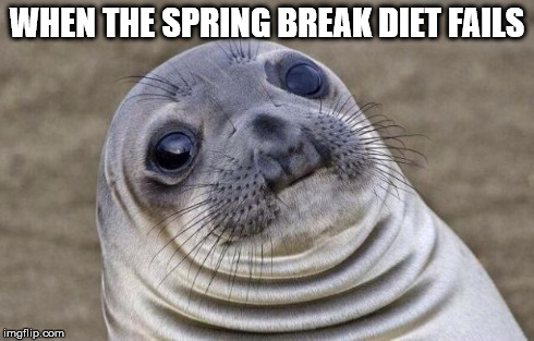 Awkward Moment Sealion Meme | WHEN THE SPRING BREAK DIET FAILS | image tagged in memes,awkward moment sealion | made w/ Imgflip meme maker