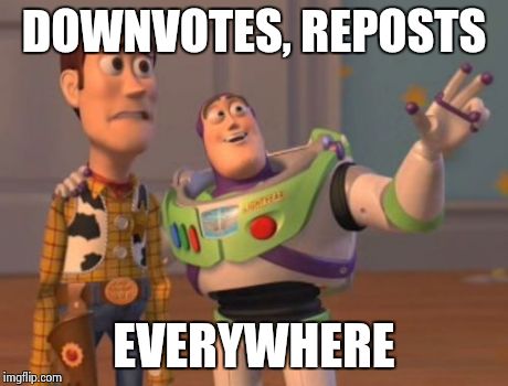 X, X Everywhere | DOWNVOTES, REPOSTS EVERYWHERE | image tagged in memes,x x everywhere | made w/ Imgflip meme maker