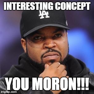 ice cube | INTERESTING CONCEPT YOU MORON!!! | image tagged in ice cube | made w/ Imgflip meme maker