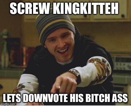 Science bitch! | SCREW KINGKITTEH LETS DOWNVOTE HIS B**CH ASS | image tagged in science bitch | made w/ Imgflip meme maker