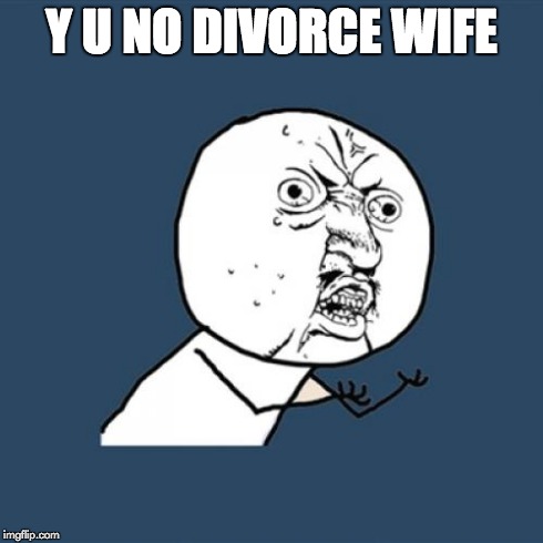Y U No Meme | Y U NO DIVORCE WIFE | image tagged in memes,y u no | made w/ Imgflip meme maker