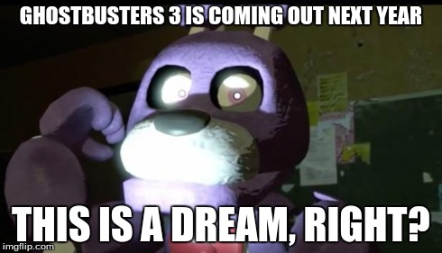 Pissed Off Bonnie FNAF | GHOSTBUSTERS 3 IS COMING OUT NEXT YEAR THIS IS A DREAM, RIGHT? | image tagged in pissed off bonnie fnaf | made w/ Imgflip meme maker