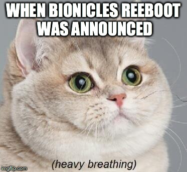 Heavy Breathing Cat Meme | WHEN BIONICLES REEBOOT WAS ANNOUNCED | image tagged in memes,heavy breathing cat | made w/ Imgflip meme maker