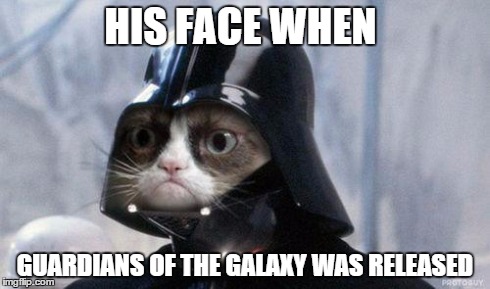 Grumpy Cat Star Wars | HIS FACE WHEN GUARDIANS OF THE GALAXY WAS RELEASED | image tagged in memes,grumpy cat star wars,grumpy cat | made w/ Imgflip meme maker