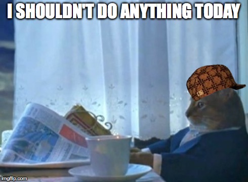 I Should Buy A Boat Cat | I SHOULDN'T DO ANYTHING TODAY | image tagged in memes,i should buy a boat cat,scumbag | made w/ Imgflip meme maker