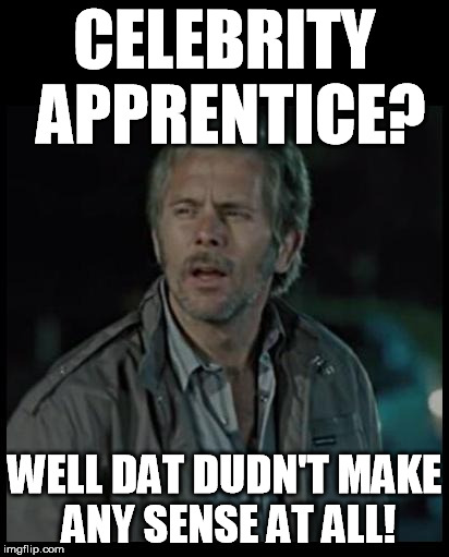 Reece Sense | CELEBRITY APPRENTICE? WELL DAT DUDN'T MAKE ANY SENSE AT ALL! | image tagged in reece sense,memes,yeah if you could,ricky bobby | made w/ Imgflip meme maker