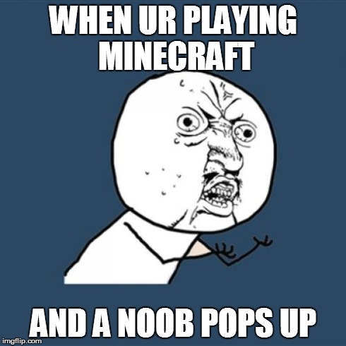 minecraft  | WHEN UR PLAYING MINECRAFT AND A NOOB POPS UP | image tagged in memes,y u no | made w/ Imgflip meme maker