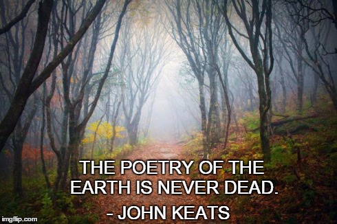 THE POETRY OF THE EARTH IS NEVER DEAD. - JOHN KEATS | image tagged in quote | made w/ Imgflip meme maker