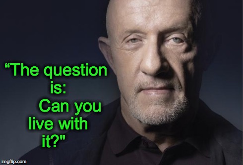 “The question is: Can you live with it?" | image tagged in mike ehrmantraut | made w/ Imgflip meme maker