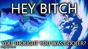 Cooler | HEY B**CH YOU THOUGHT YOU WAS COOLER? | image tagged in cooler,dbz | made w/ Imgflip meme maker