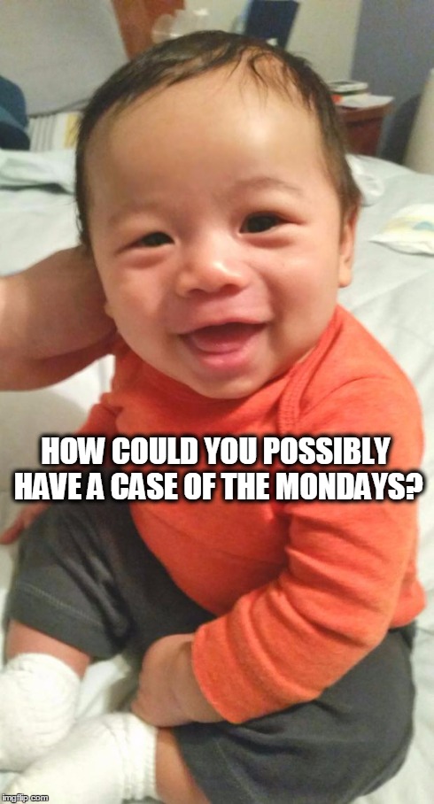 HOW COULD YOU POSSIBLY HAVE A CASE OF THE MONDAYS? | image tagged in blasian baby wu | made w/ Imgflip meme maker