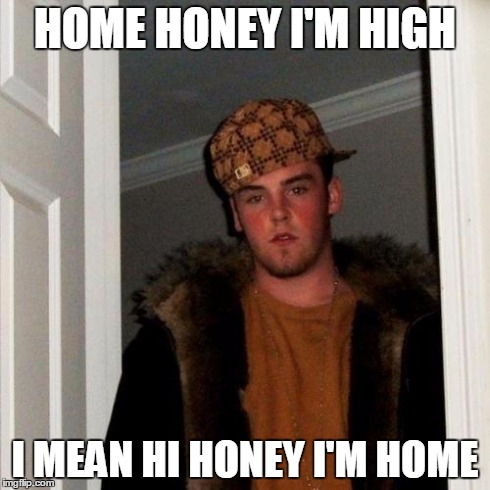 Scumbag Steve | HOME HONEY I'M HIGH I MEAN HI HONEY I'M HOME | image tagged in memes,scumbag steve | made w/ Imgflip meme maker