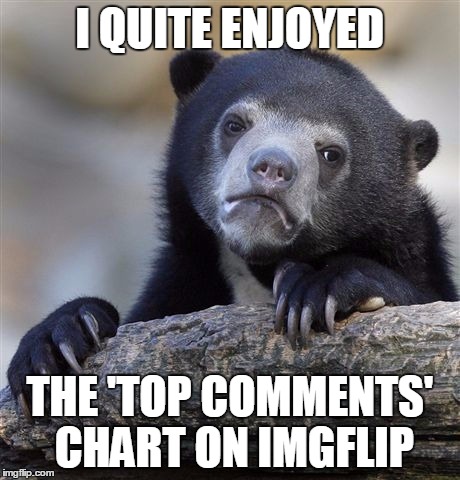 I was on it twice | I QUITE ENJOYED THE 'TOP COMMENTS' CHART ON IMGFLIP | image tagged in memes,confession bear | made w/ Imgflip meme maker