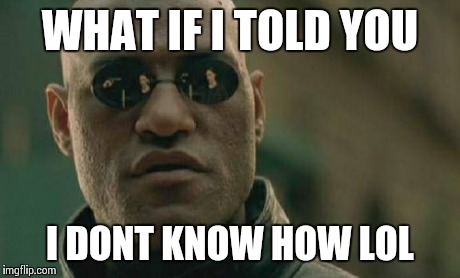 Matrix Morpheus Meme | WHAT IF I TOLD YOU I DONT KNOW HOW LOL | image tagged in memes,matrix morpheus | made w/ Imgflip meme maker