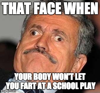 ERRRRR | THAT FACE WHEN YOUR BODY WON'T LET YOU FART AT A SCHOOL PLAY | image tagged in nerp derp,farting,schools plays | made w/ Imgflip meme maker
