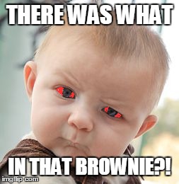 Skeptical Baby Meme | THERE WAS WHAT IN THAT BROWNIE?! | image tagged in memes,skeptical baby | made w/ Imgflip meme maker