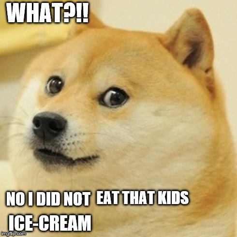 Doge | WHAT?!! NO I DID NOT EAT THAT KIDS ICE-CREAM | image tagged in memes,doge | made w/ Imgflip meme maker