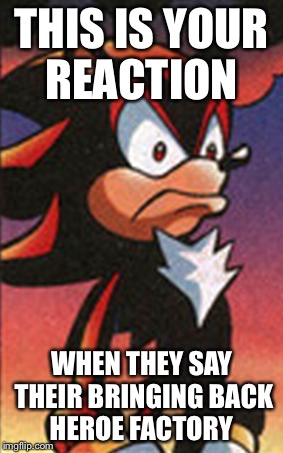SONIC FANBASE REACTION | THIS IS YOUR REACTION WHEN THEY SAY THEIR BRINGING BACK HEROE FACTORY | image tagged in sonic fanbase reaction | made w/ Imgflip meme maker