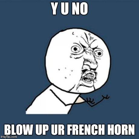 Y U No | Y U NO BLOW UP UR FRENCH HORN | image tagged in memes,y u no | made w/ Imgflip meme maker