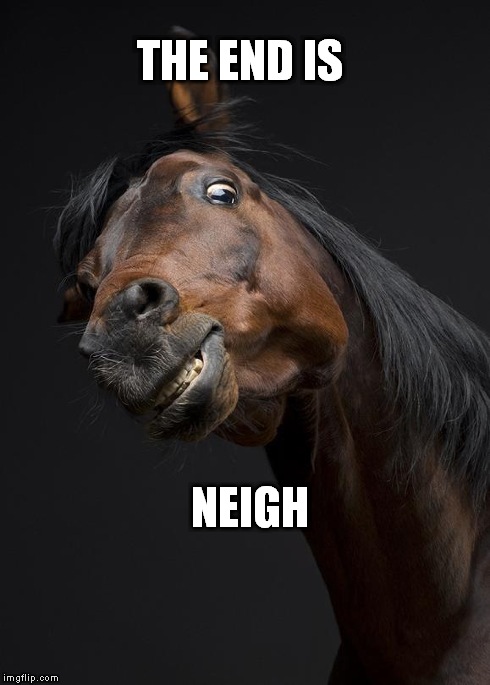 ScaryHorse | THE END IS NEIGH | image tagged in scaryhorse,funny | made w/ Imgflip meme maker