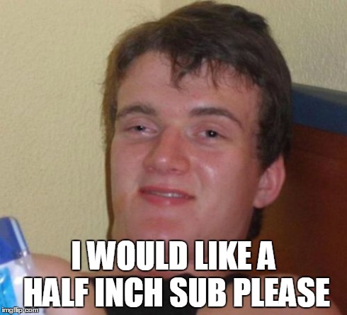 10 Guy | I WOULD LIKE A HALF INCH SUB PLEASE | image tagged in memes,10 guy | made w/ Imgflip meme maker
