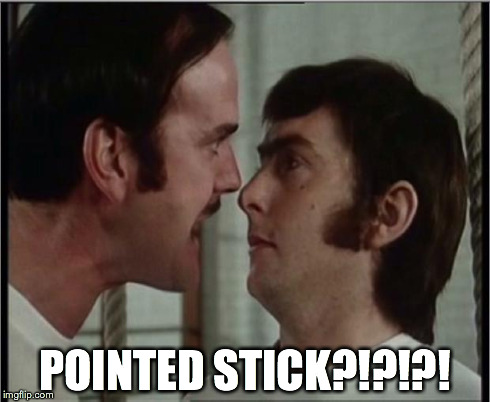 POINTED STICK?!?!?! | image tagged in pointed stick | made w/ Imgflip meme maker