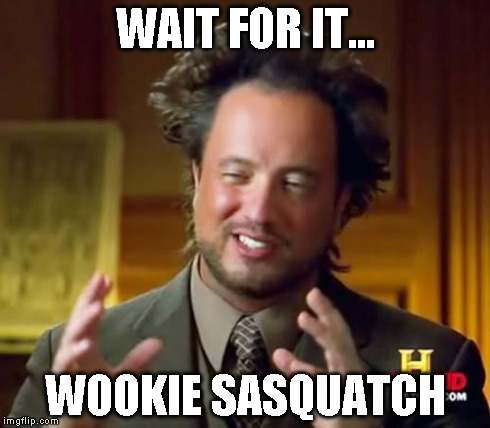 Ancient Aliens Meme | WAIT FOR IT... WOOKIE SASQUATCH | image tagged in memes,ancient aliens | made w/ Imgflip meme maker