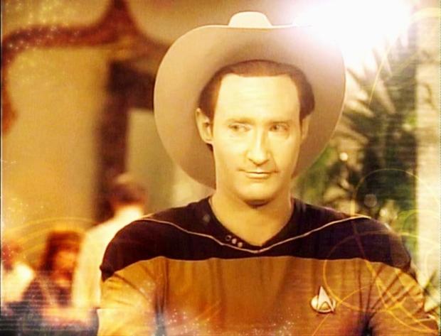 High Quality Star Trek Data in cowboy hat Blank Meme Template
