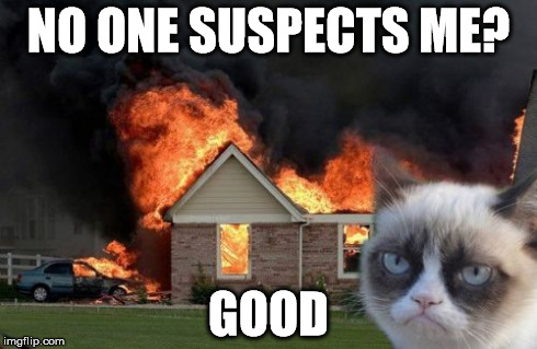Burn Kitty | NO ONE SUSPECTS ME? GOOD | image tagged in memes,burn kitty | made w/ Imgflip meme maker