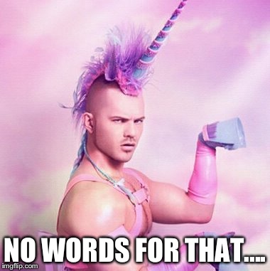 Unicorn MAN Meme | NO WORDS FOR THAT.... | image tagged in memes,unicorn man | made w/ Imgflip meme maker