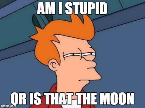 Futurama Fry Meme | AM I STUPID OR IS THAT THE MOON | image tagged in memes,futurama fry | made w/ Imgflip meme maker
