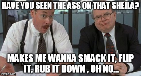 The Bobs | HAVE YOU SEEN THE ASS ON THAT SHEILA? MAKES ME WANNA SMACK IT, FLIP IT, RUB IT DOWN , OH NO... | image tagged in memes,the bobs | made w/ Imgflip meme maker