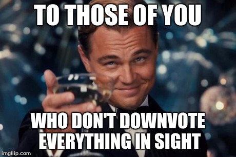 IMGflip users:  this is for you. | TO THOSE OF YOU WHO DON'T DOWNVOTE EVERYTHING IN SIGHT | image tagged in memes,leonardo dicaprio cheers | made w/ Imgflip meme maker