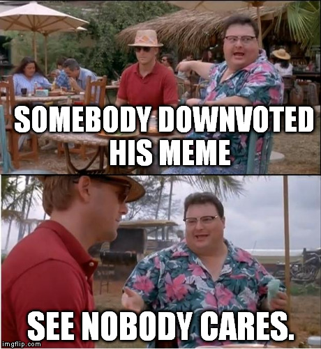 See Nobody Cares | SOMEBODY DOWNVOTED  HIS MEME SEE NOBODY CARES. | image tagged in memes,see nobody cares | made w/ Imgflip meme maker