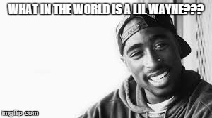 WHAT IN THE WORLD IS A LIL WAYNE??? | image tagged in funy,tupac | made w/ Imgflip meme maker