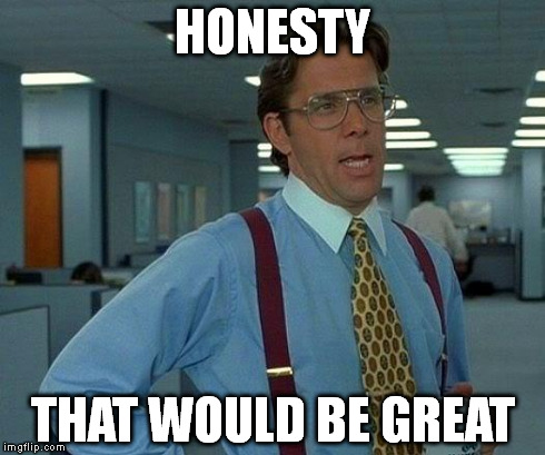 That Would Be Great Meme | HONESTY THAT WOULD BE GREAT | image tagged in memes,that would be great | made w/ Imgflip meme maker