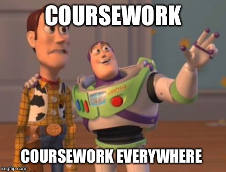 X, X Everywhere Meme | COURSEWORK COURSEWORK EVERYWHERE | image tagged in memes,x x everywhere | made w/ Imgflip meme maker