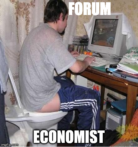 Toilet Computer | FORUM ECONOMIST | image tagged in toilet computer | made w/ Imgflip meme maker