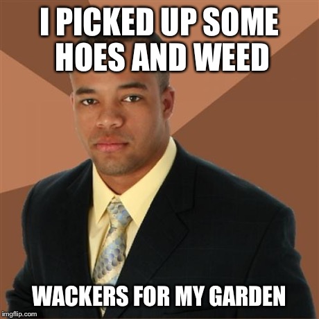 Heard this at school today... | I PICKED UP SOME HOES AND WEED WACKERS FOR MY GARDEN | image tagged in memes,successful black man,weed,funny | made w/ Imgflip meme maker