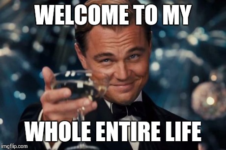 Leonardo Dicaprio Cheers Meme | WELCOME TO MY WHOLE ENTIRE LIFE | image tagged in memes,leonardo dicaprio cheers | made w/ Imgflip meme maker