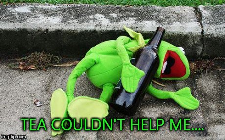 Drunk Kermit | TEA COULDN'T HELP ME.... | image tagged in drunk kermit | made w/ Imgflip meme maker