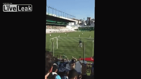 Gremio soccer fans shoot fireworks at opposing goalkeeper GIF