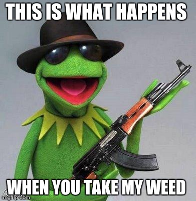 kermit ak | THIS IS WHAT HAPPENS WHEN YOU TAKE MY WEED | image tagged in kermit ak | made w/ Imgflip meme maker