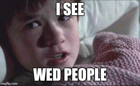 When the single days are lonely | I SEE WED PEOPLE | image tagged in memes,i see dead people | made w/ Imgflip meme maker
