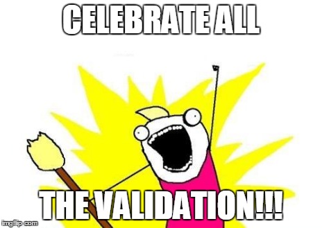 X All The Y Meme | CELEBRATE ALL THE VALIDATION!!! | image tagged in memes,x all the y | made w/ Imgflip meme maker