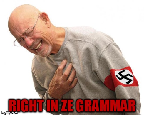 Right in the Grammar | RIGHT IN ZE GRAMMAR | image tagged in right in the grammar,grammar nazi | made w/ Imgflip meme maker