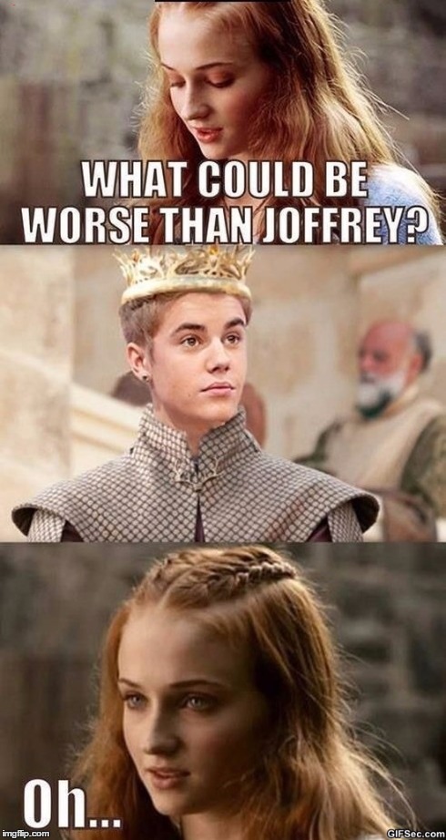 image tagged in game of thrones,justin bieber | made w/ Imgflip meme maker