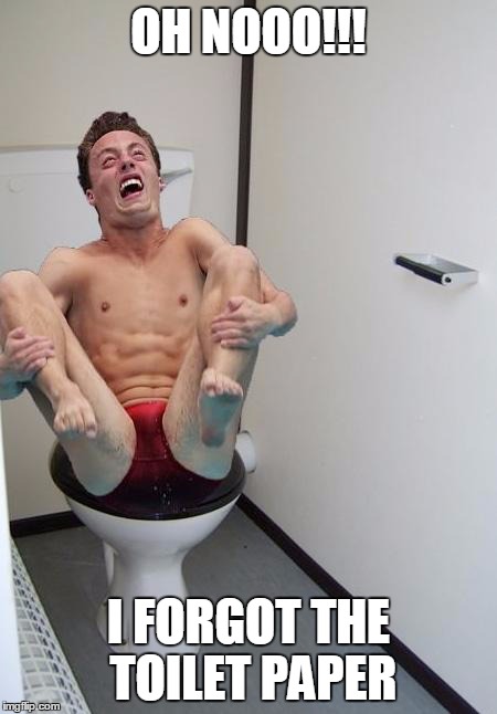 We've all been there | OH NOOO!!! I FORGOT THE TOILET PAPER | image tagged in on the toilet | made w/ Imgflip meme maker